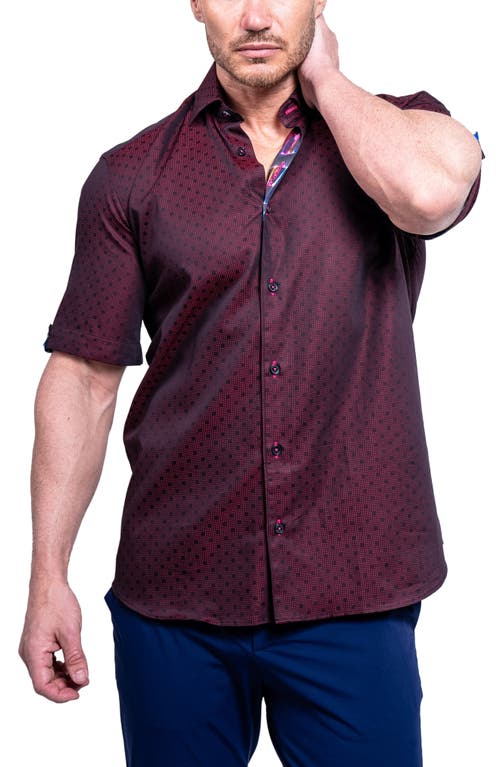 Maceoo Galileo Resistance0103 Red Short Sleeve Cotton Button-up Shirt