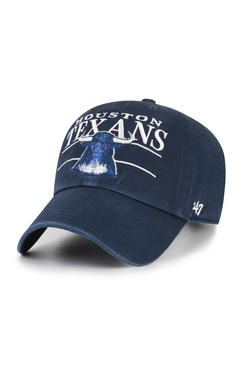 Men's '47 Navy Houston Texans Throwback Graphic Clean Up Adjustable Hat, Alternate, color, Navy