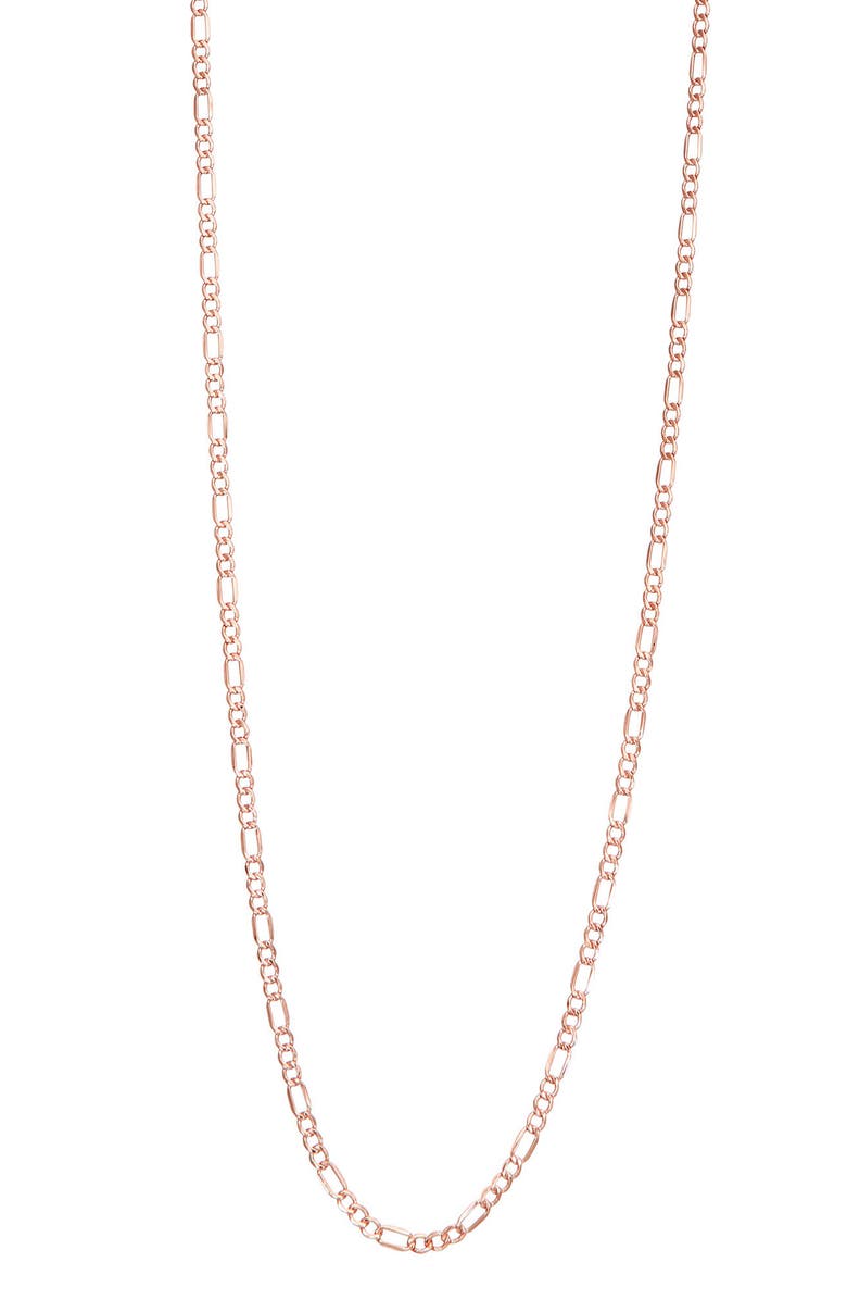 FZN 10k Gold 18 Inch Figaro Chain Necklace, Main, color, Pink