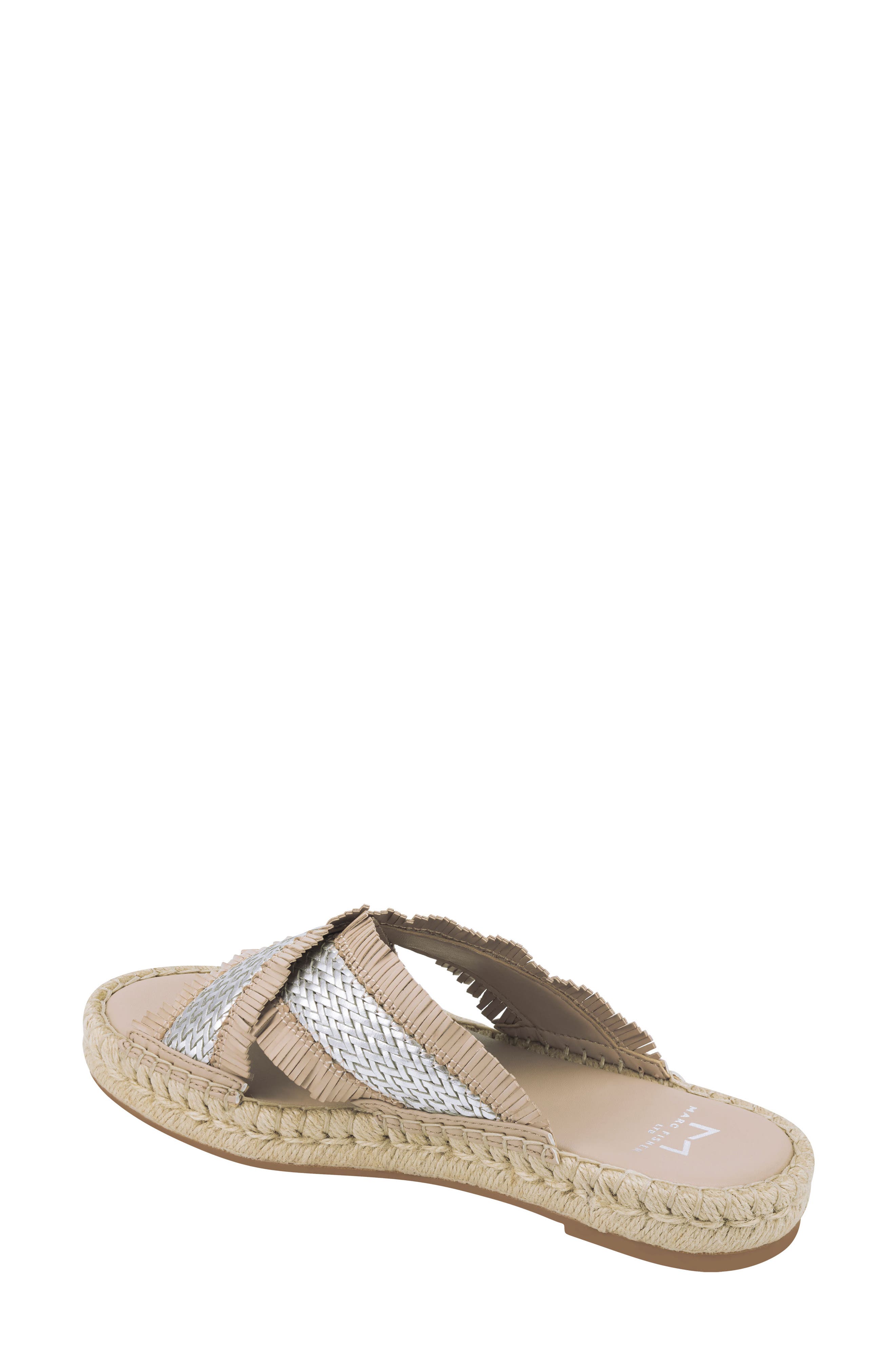 Tessi Slide Sandal, Alternate, color, SILVER/ LIGHT LATTE FABRIC
