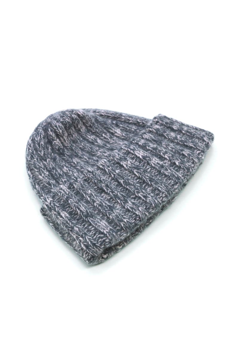 Cashmere tweeded chunky hat, Alternate, color, DARK GREY/POWDER PINK