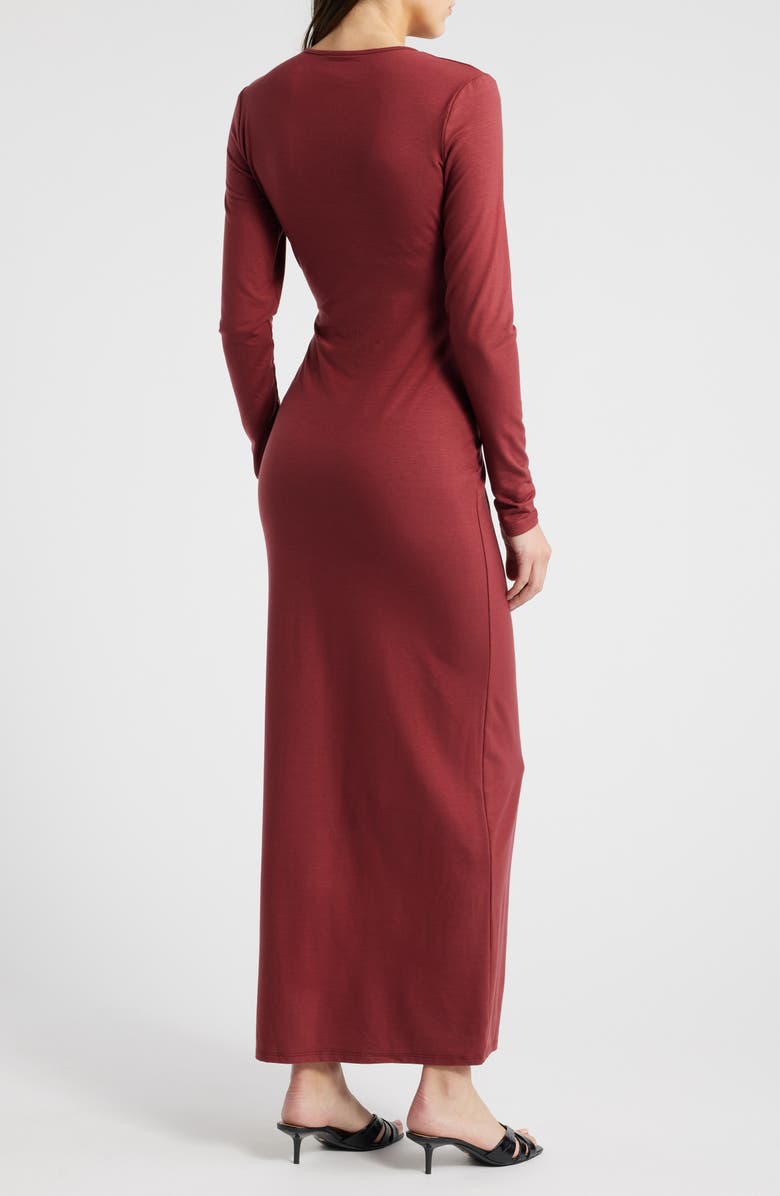 Reformation Tommie Long Sleeve Stretch Dress, Alternate, color, Chianti