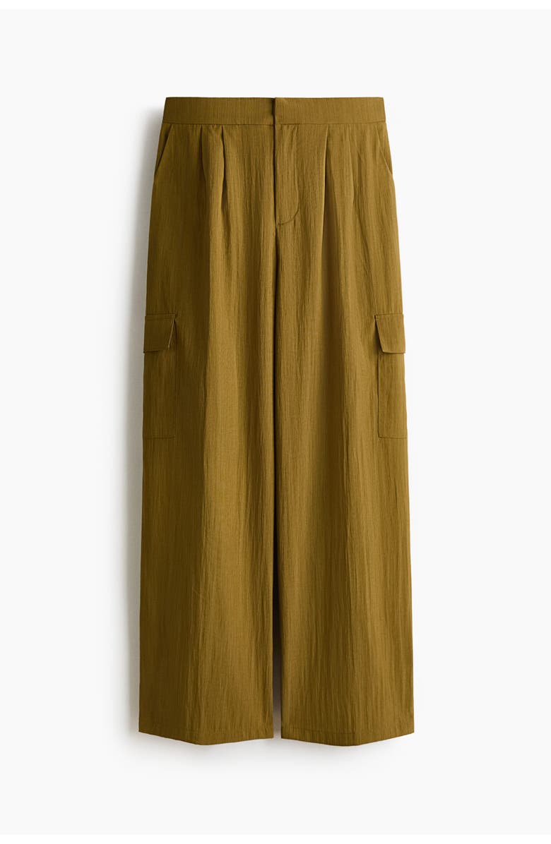 H&M Wide Cargo Trousers, Alternate, color, Golden Olive