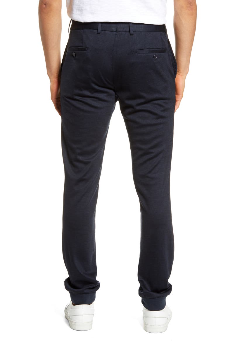 Glen Plaid Wool Jersey Jogger Pants, Alternate, color, NAVY