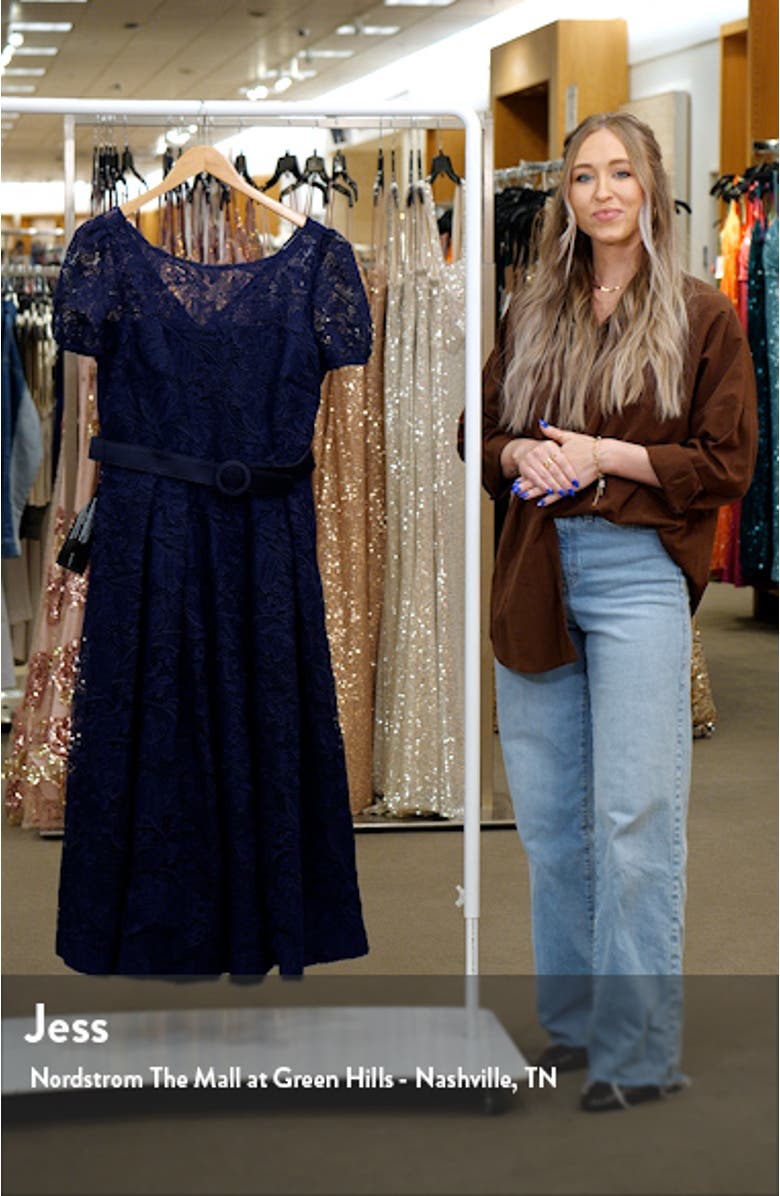 Haisley Belted Lace Cocktail Dress, sales video thumbnail