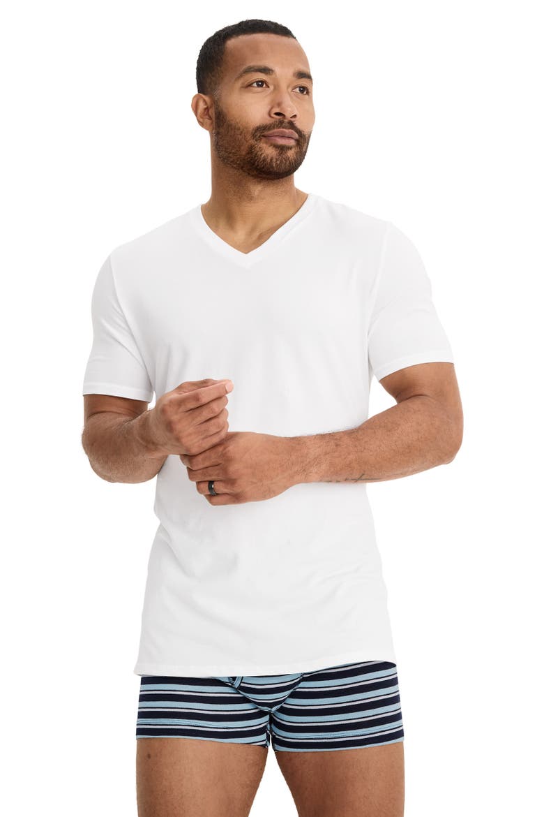 Men's Cotton Stretch V-Neck Undershirt - 3 Pack, Alternate, color, Diamond White