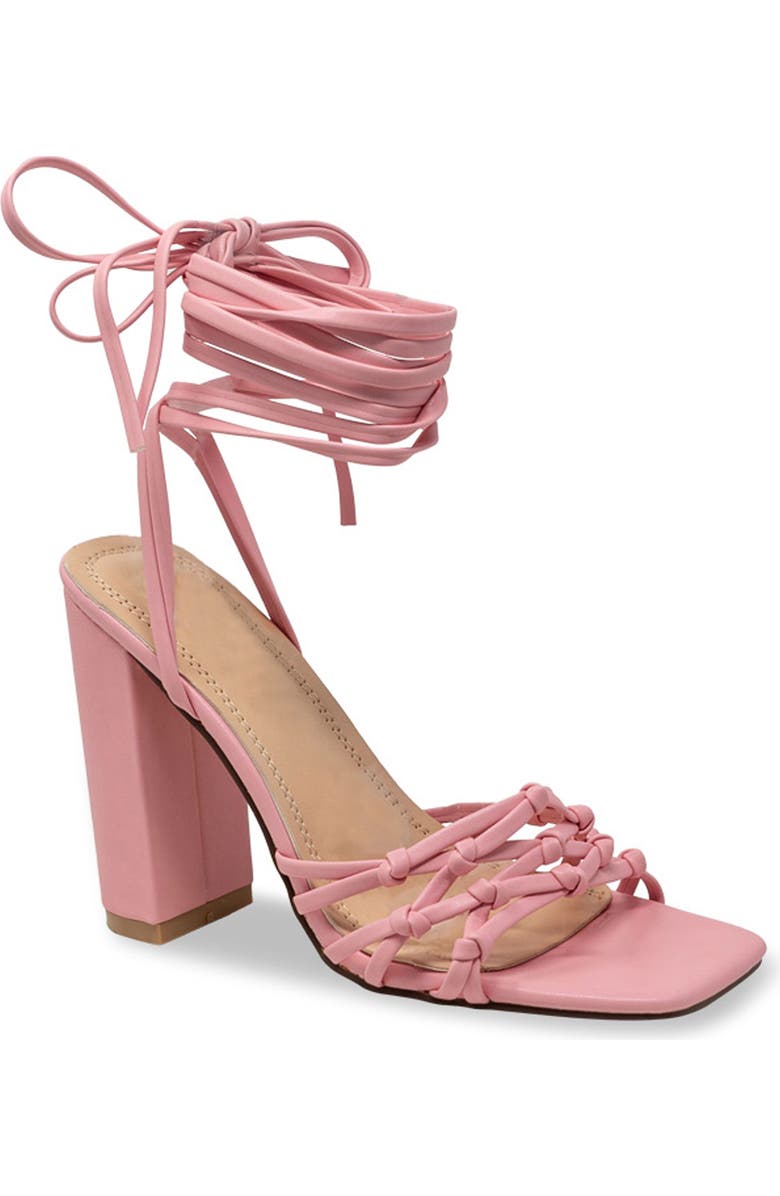 CHASE AND CHLOE Lyria Ankle Wrap Sandal, Main, color, Pink