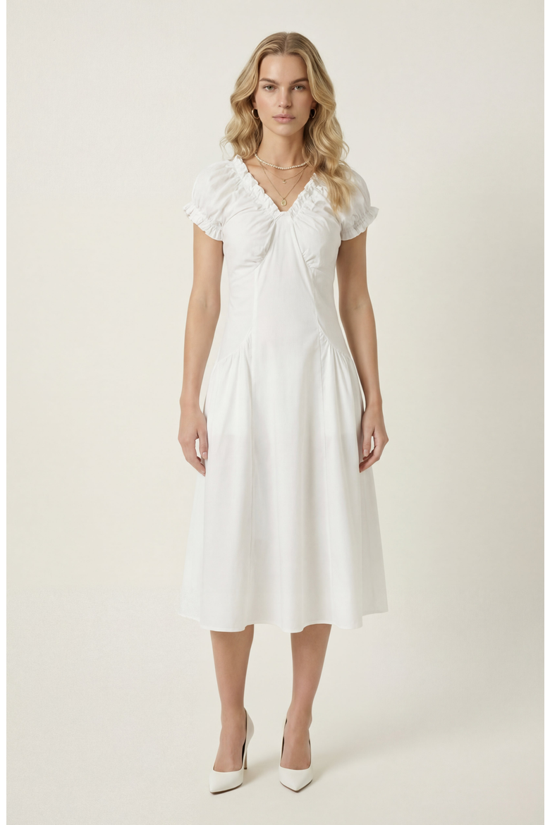 Short Sleeve Mini Dress, Main, color, White