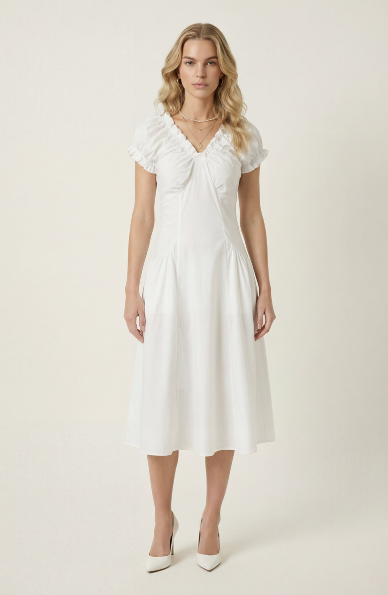 Modenaire Short Sleeve Mini Dress, Main, color, White