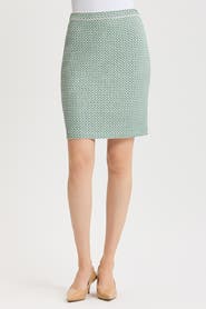 Ming Wang Jacquard Basketweave Straight Skirt
