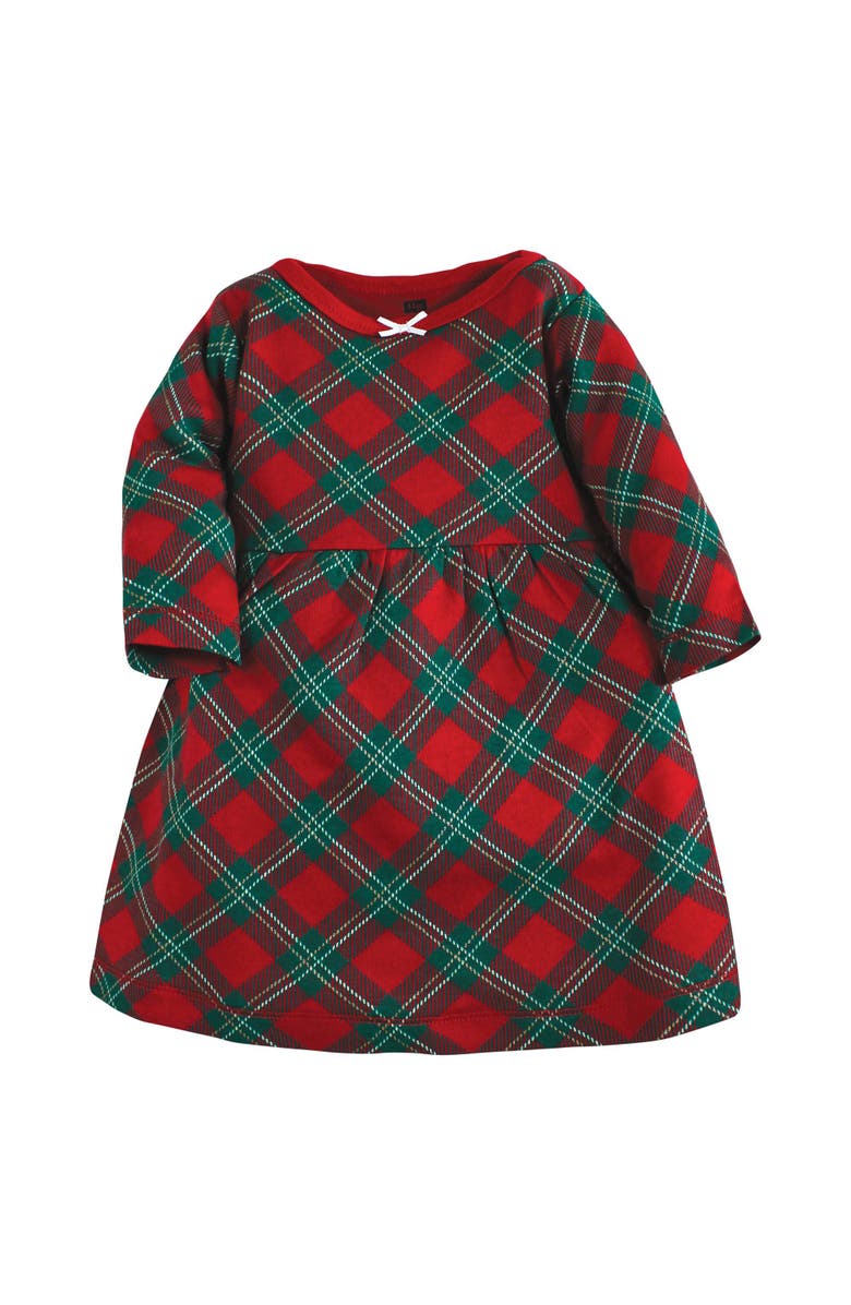 Hudson Baby Two-Piece Long-Sleeve Dresses Set, Alternate, color, Red Christmas Plaid