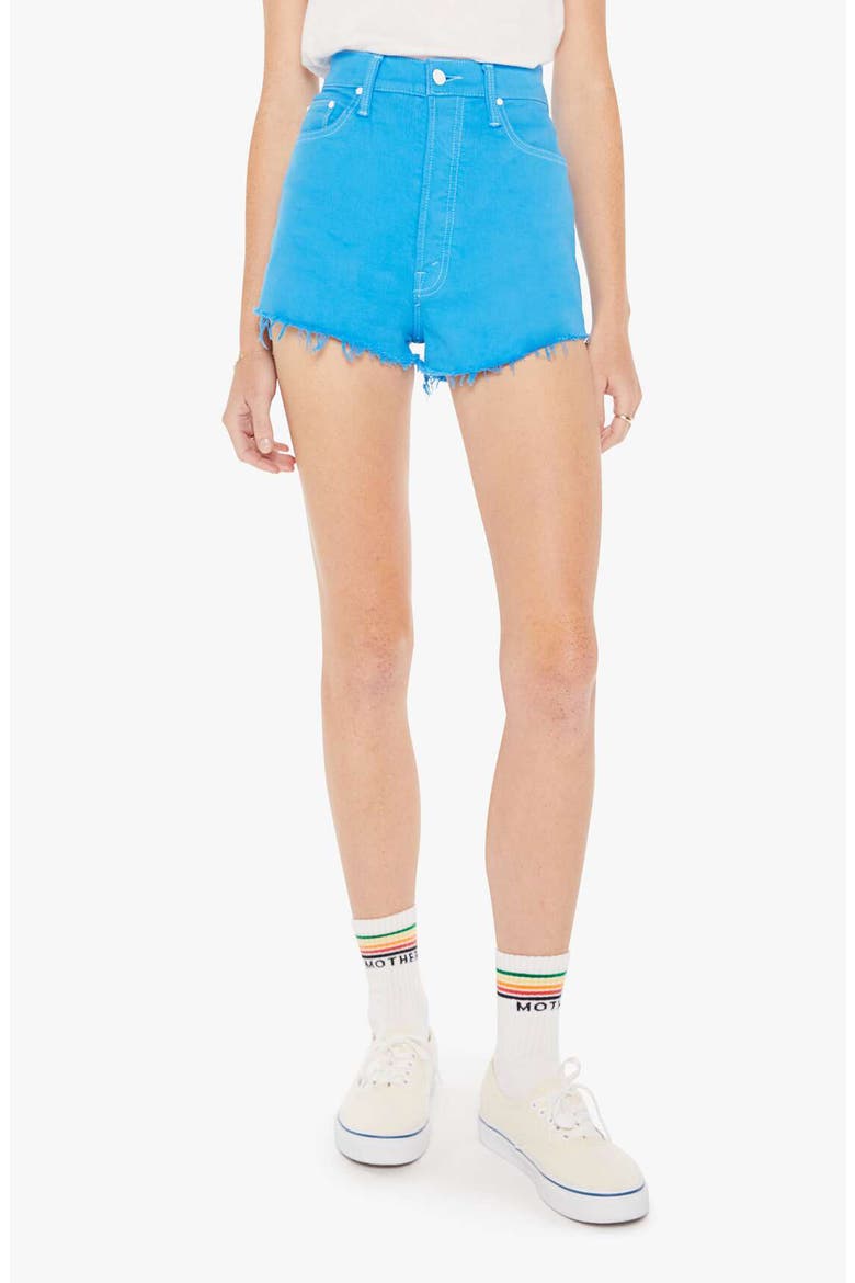 Tune Up Bona Fide Frayed Hem Denim Shorts, Main, color, BAS BLUE ASTER