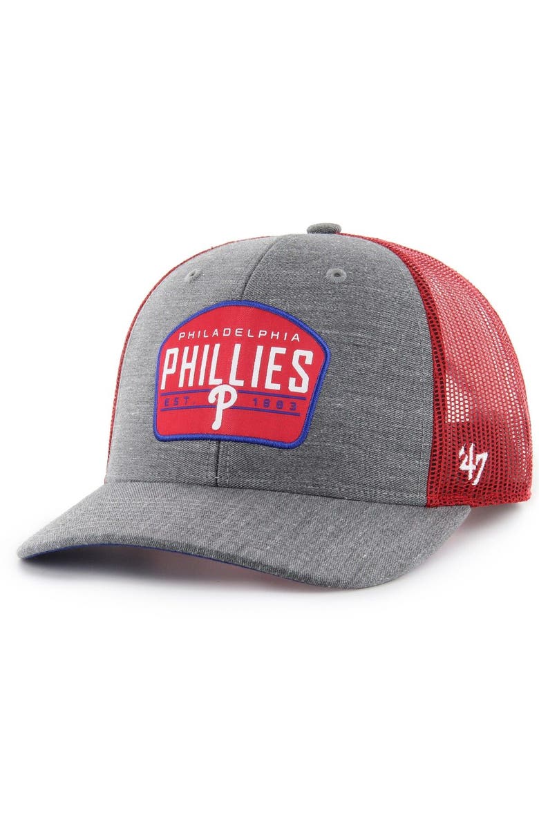 '47 Men's '47 Charcoal Philadelphia Phillies Slate Trucker Snapback Hat, Main, color, 