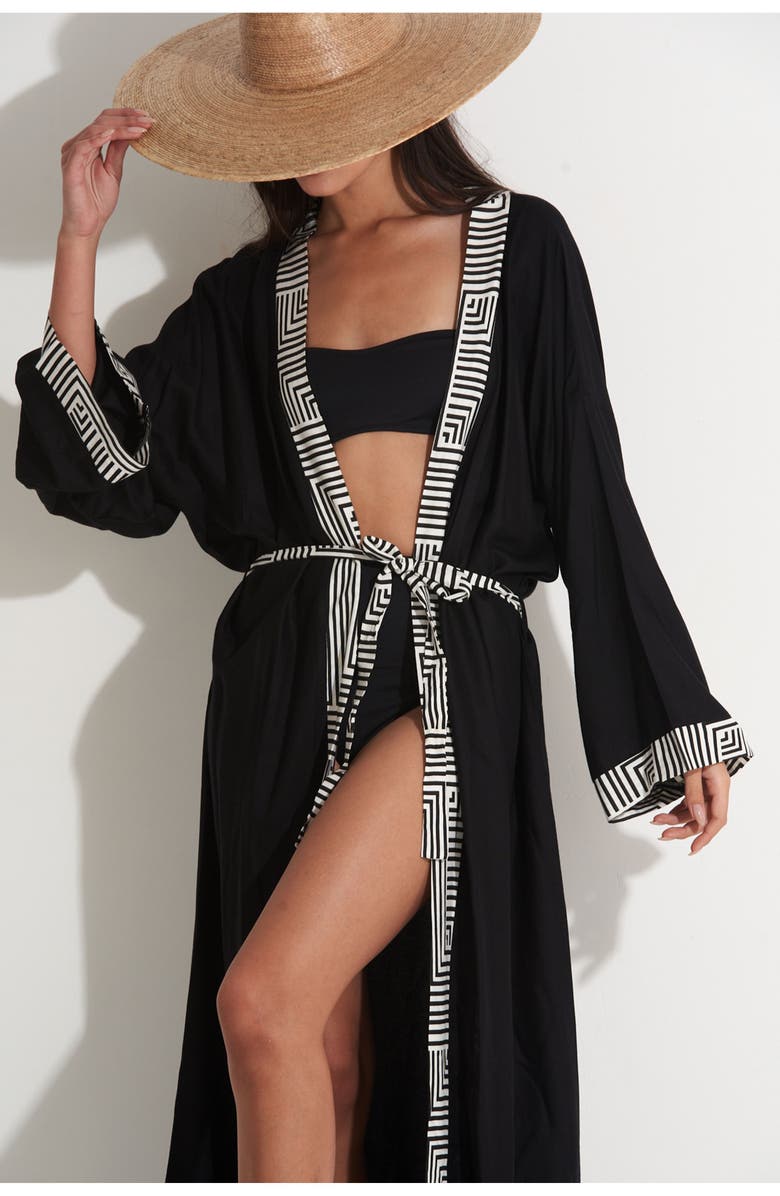 Gottex Beach Life Soar & Shore Robe Cover-Up, Alternate, color, Black