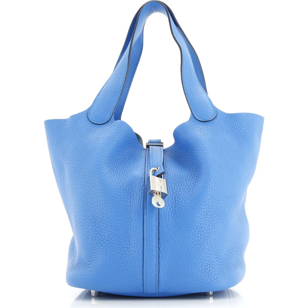 Pre-owned Hermes Hermes Picotin Lock Bag Clemence Mm In Blue