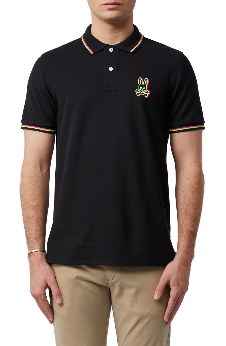 Psycho Bunny Logo Tipped Cotton Piqué Polo, Main, color,