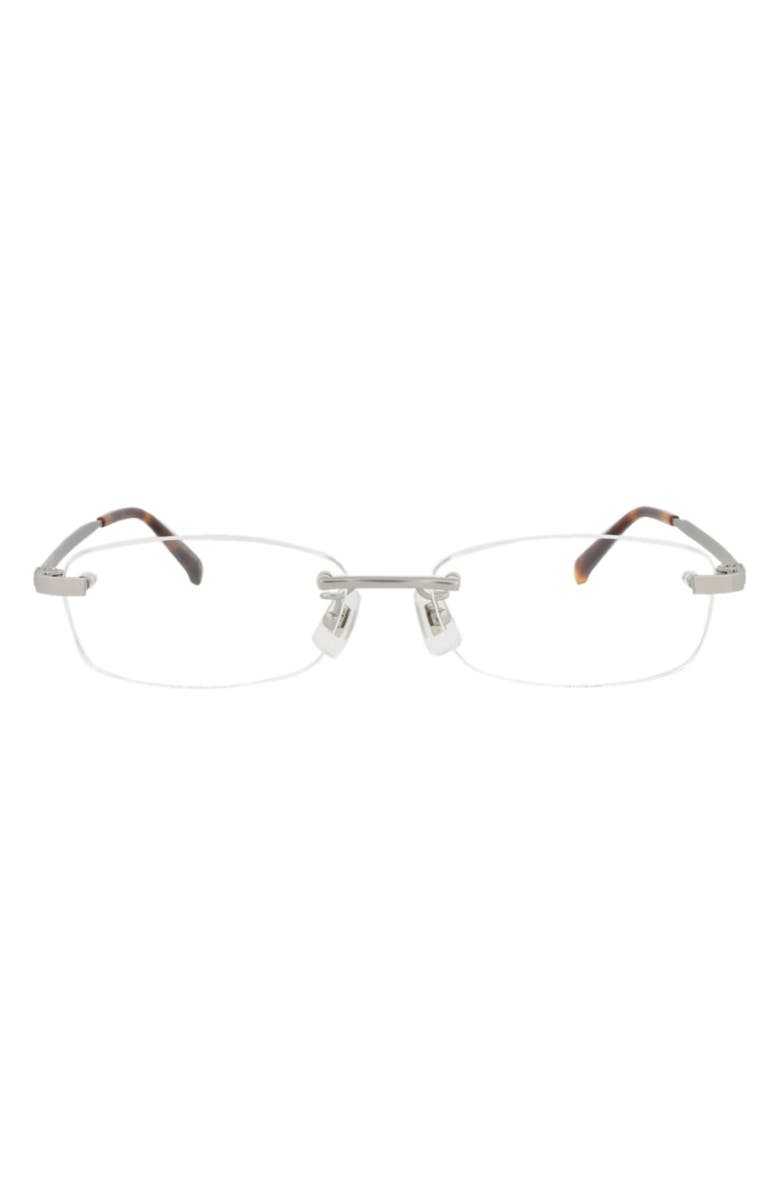 Dunhill 56mm Rimless Rectangular Optical Glasses, Main, color, Silver Transparent