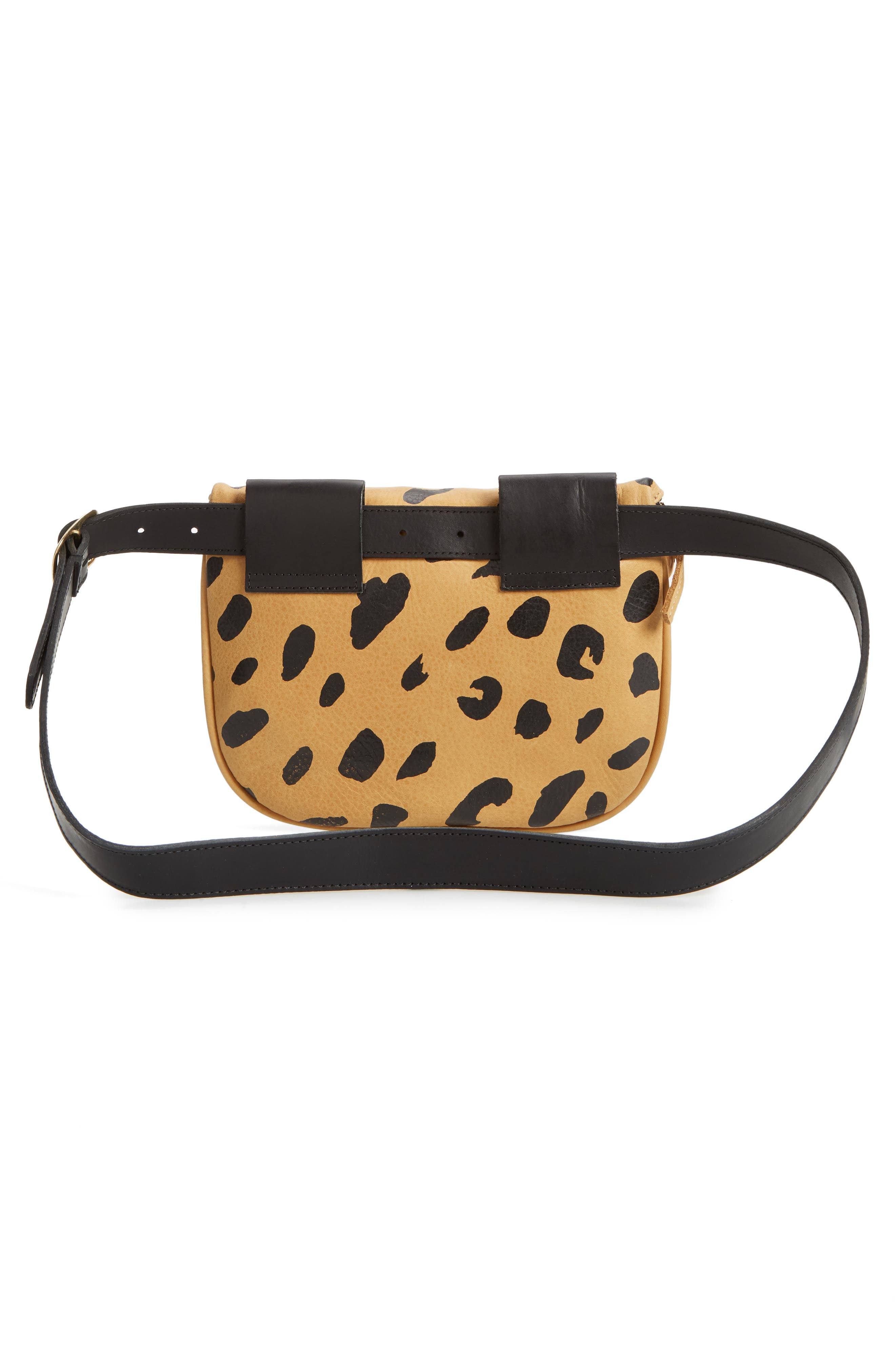 Clare V. Jaguar Print Leather Fanny Pack, Alternate, color, 