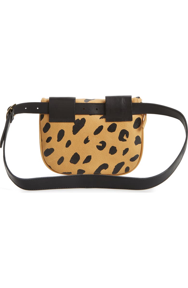 Clare V. Jaguar Print Leather Fanny Pack, Alternate, color,