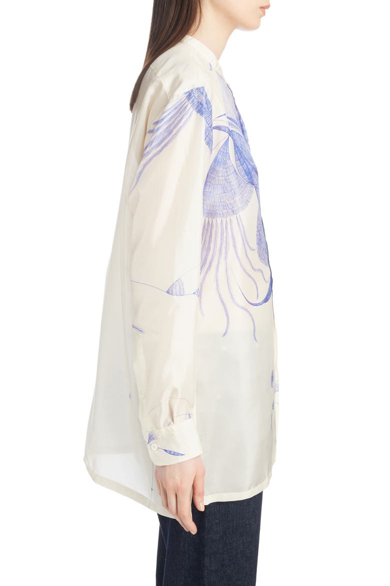 Floral Silk Blouse, Alternate, color, BLUE