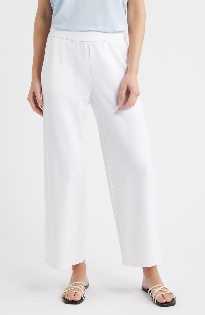 Eileen Fisher Wide Leg Organic Cotton Terry Pants, Main, color, White