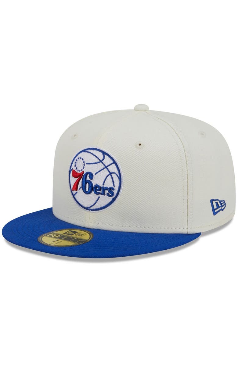 New Era x Staple Men's New Era x Staple  Cream/Royal Philadelphia 76ers NBA x Staple Two-Tone 59FIFTY Fitted Hat, Alternate, color, 