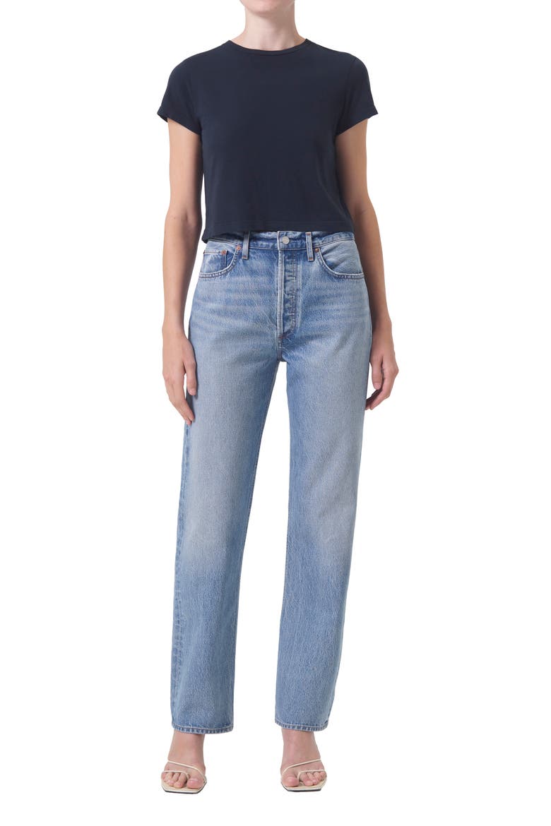'90s Pinch Waist High Waist Straight Leg Jeans, Alternate, color, INFINITE