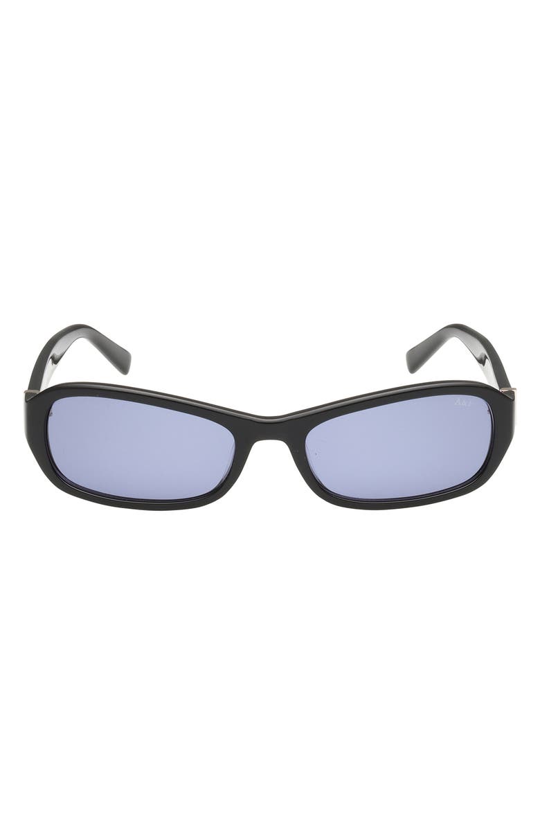 ABERCROMBIE & FITCH 55mm Rectangular Sunglasses, Main, color, Shiny Black / Smoke Lens