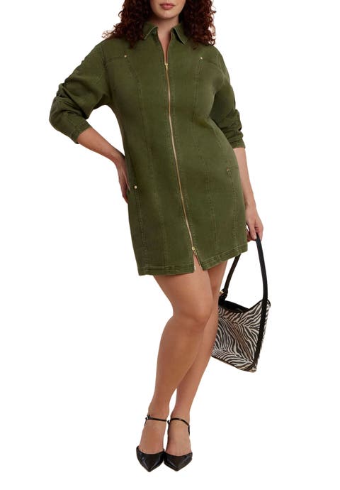 Denim Mini Dress With Zipper Detail