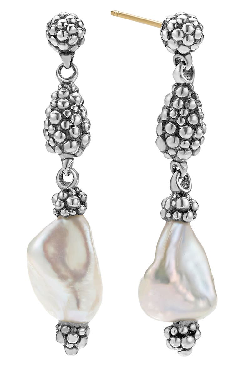 Luna Keshi Pearl Nugget Drop Earrings, Alternate, color, SILVER