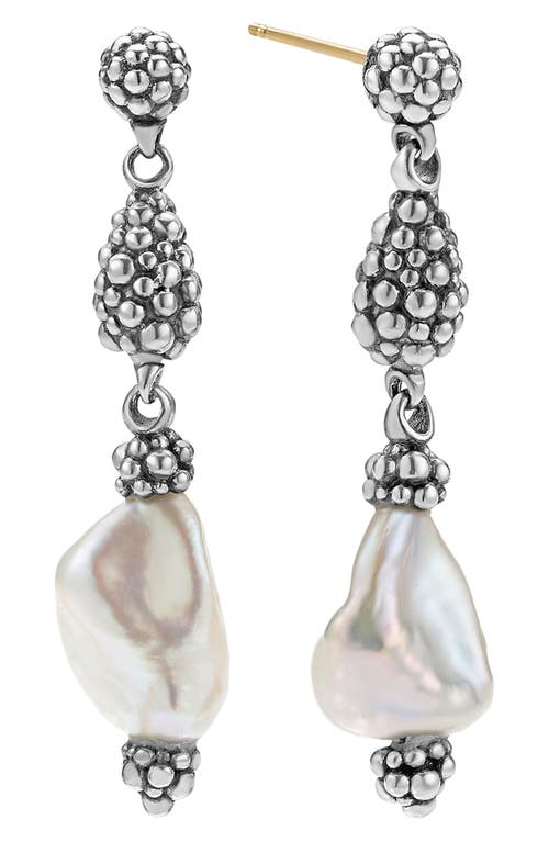Lagos Sterling Silver Luna Keshi Pearl & Caviar Bead Drop Earrings In Silver