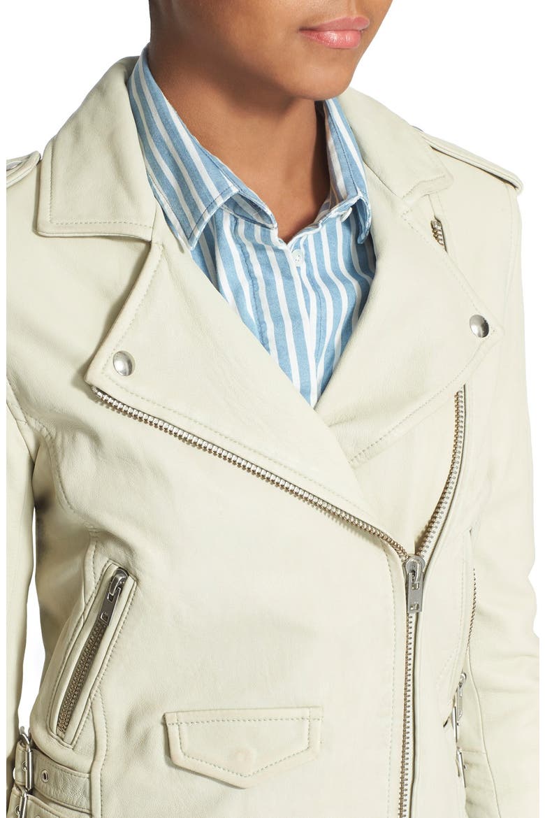 'Ashville' Lambskin Leather Moto Jacket, Alternate, color, CHALK