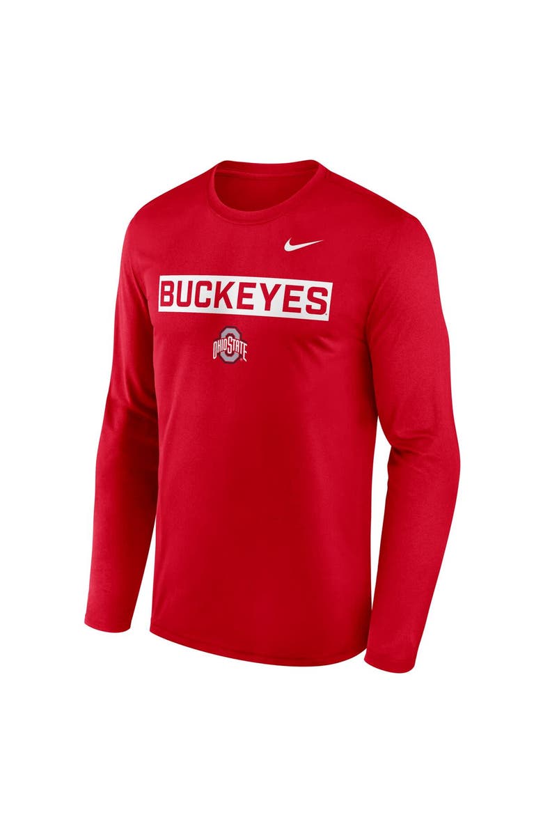 Nike Men's Nike Scarlet Ohio State Buckeyes Primetime Campus 2-Hit Legend Dri-FIT Long Sleeve T-Shirt, Alternate, color, Scarlet