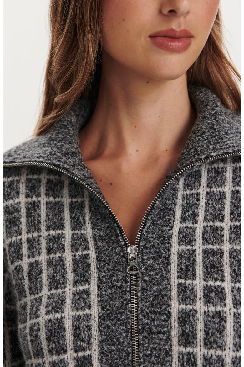 Furley Check Bouclé Half Zip, Alternate, color, CHARCOAL MARL