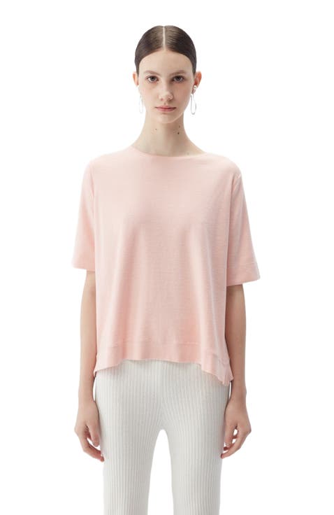 Box-Cut Cotton Silk Cashmere Blend T-Shirt