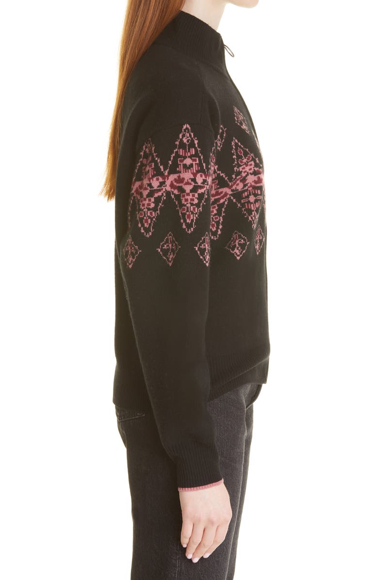 PAIGE Fabienne Wool Blend Zip-Up Sweater, Alternate, color, Black/Velvet Red