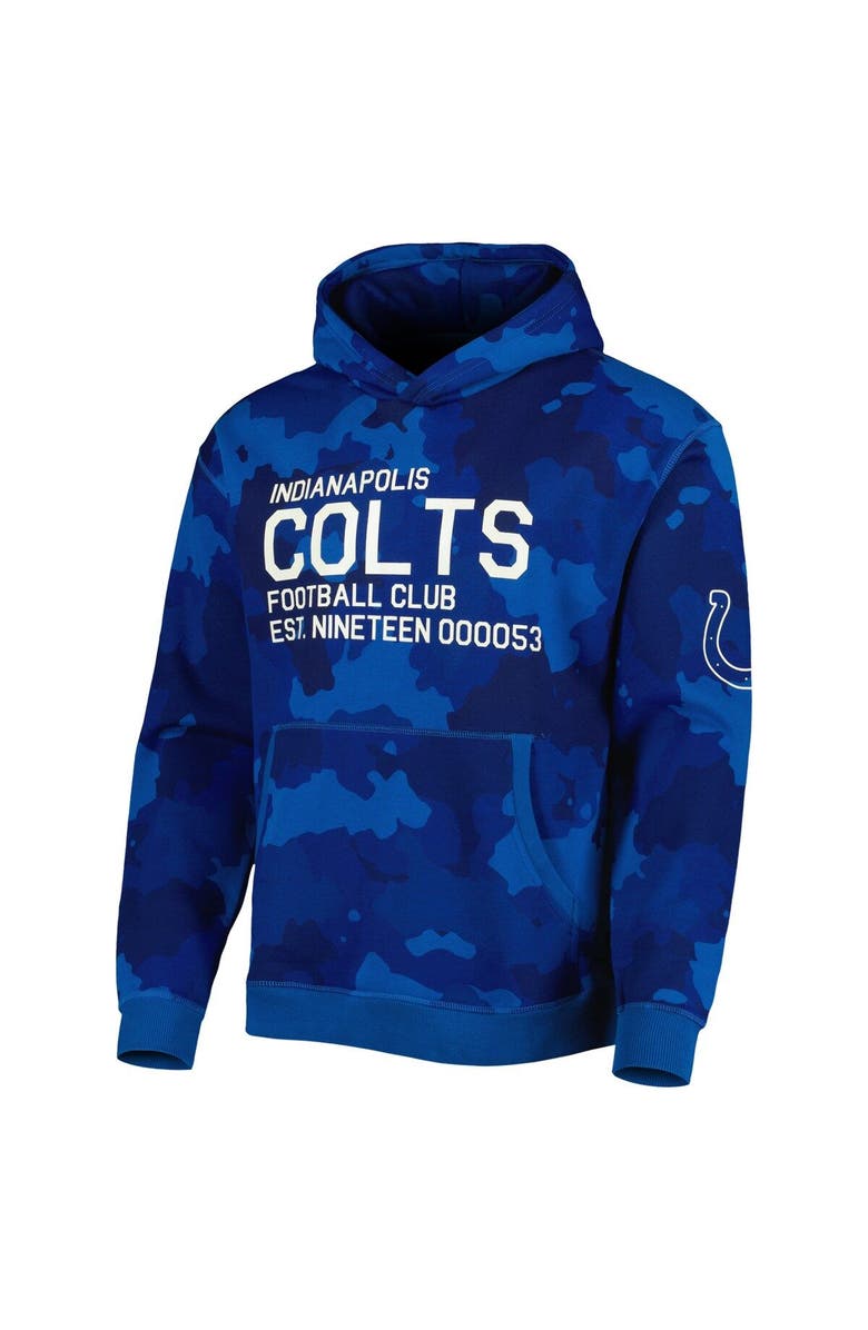 THE WILD COLLECTIVE Men's The Wild Collective Royal Indianapolis Colts Camo Pullover Hoodie, Alternate, color, 