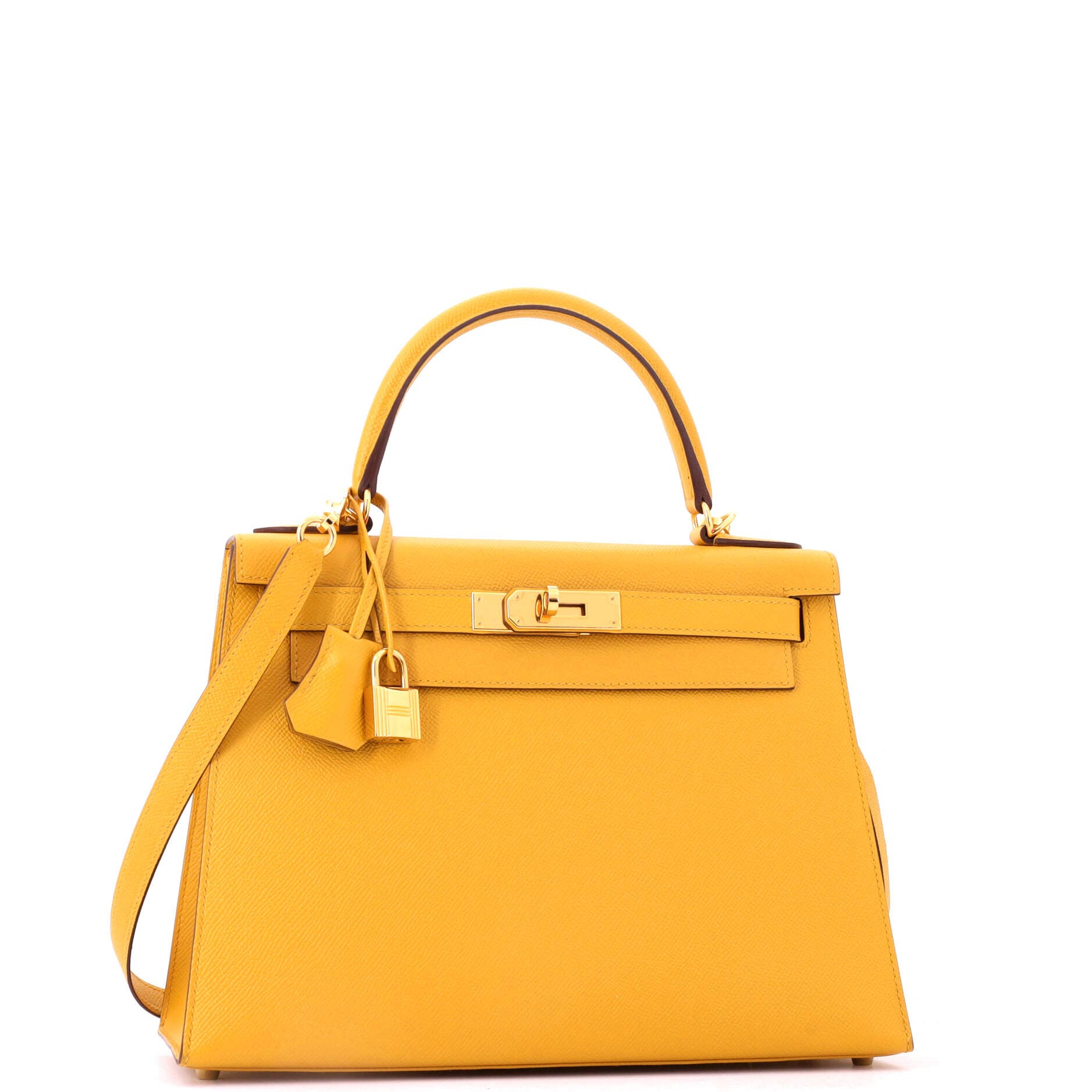 Pre-Owned Hermes Kelly Handbag Yellow Epsom with Gold Hardware 28, Alternate, color, Jaune Ambre