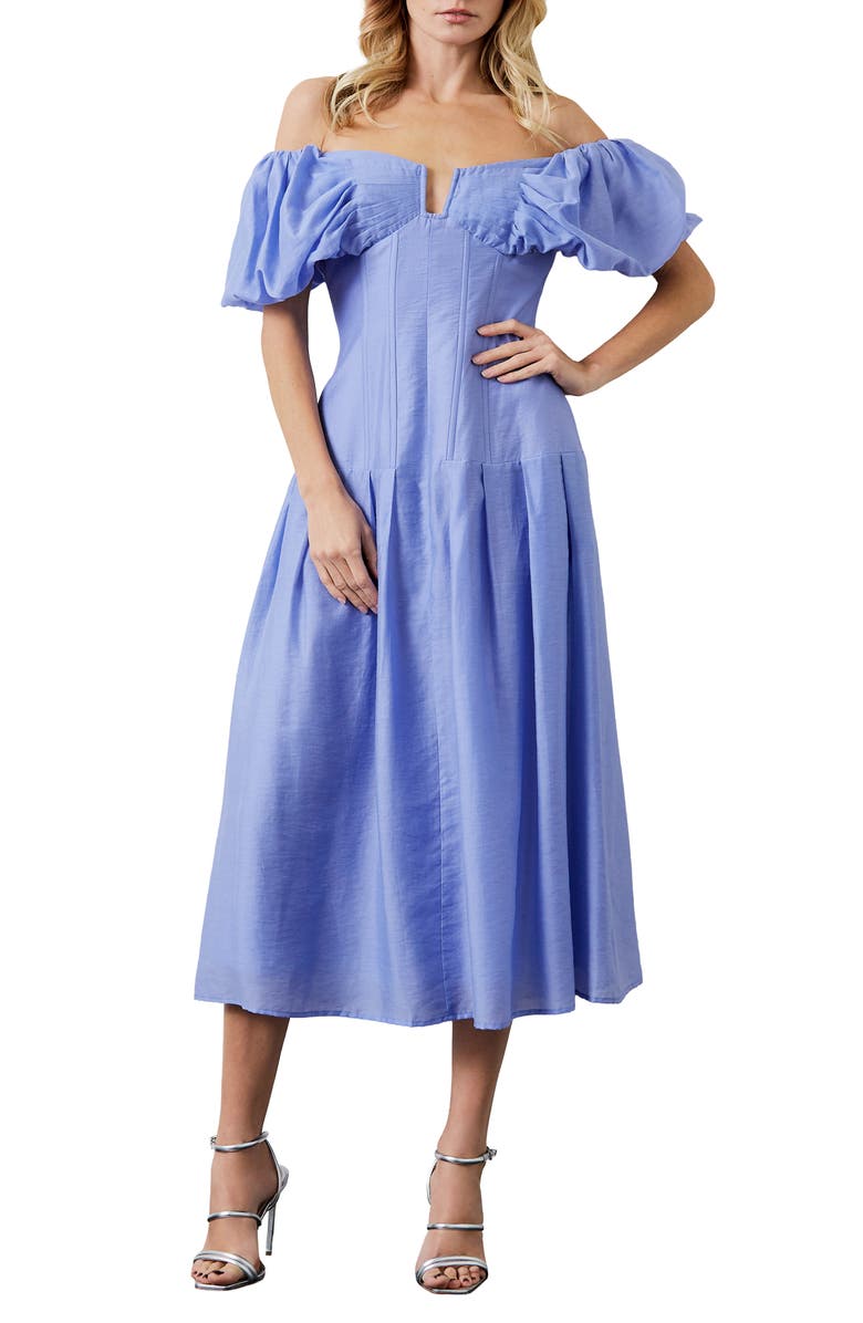 CIEBON Lottie Puff Sleeve Off the Shoulder Dress, Main, color, 