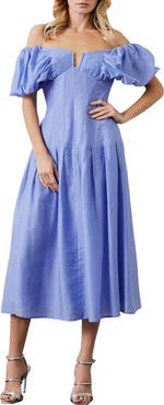 CIEBON Lottie Puff Sleeve Off the Shoulder Dress