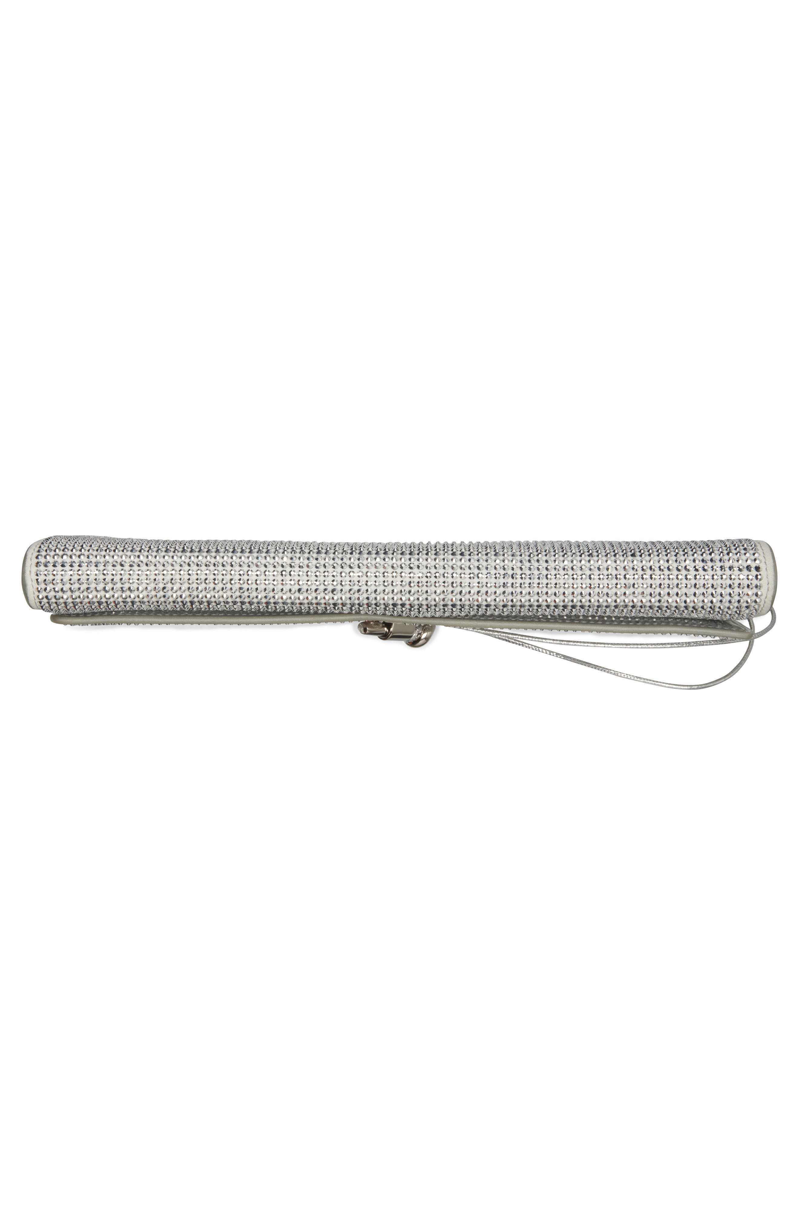 Bottega Veneta Long Andiamo Crystal Embellished Clutch, Alternate, color, 1905 White M/ Silver-S