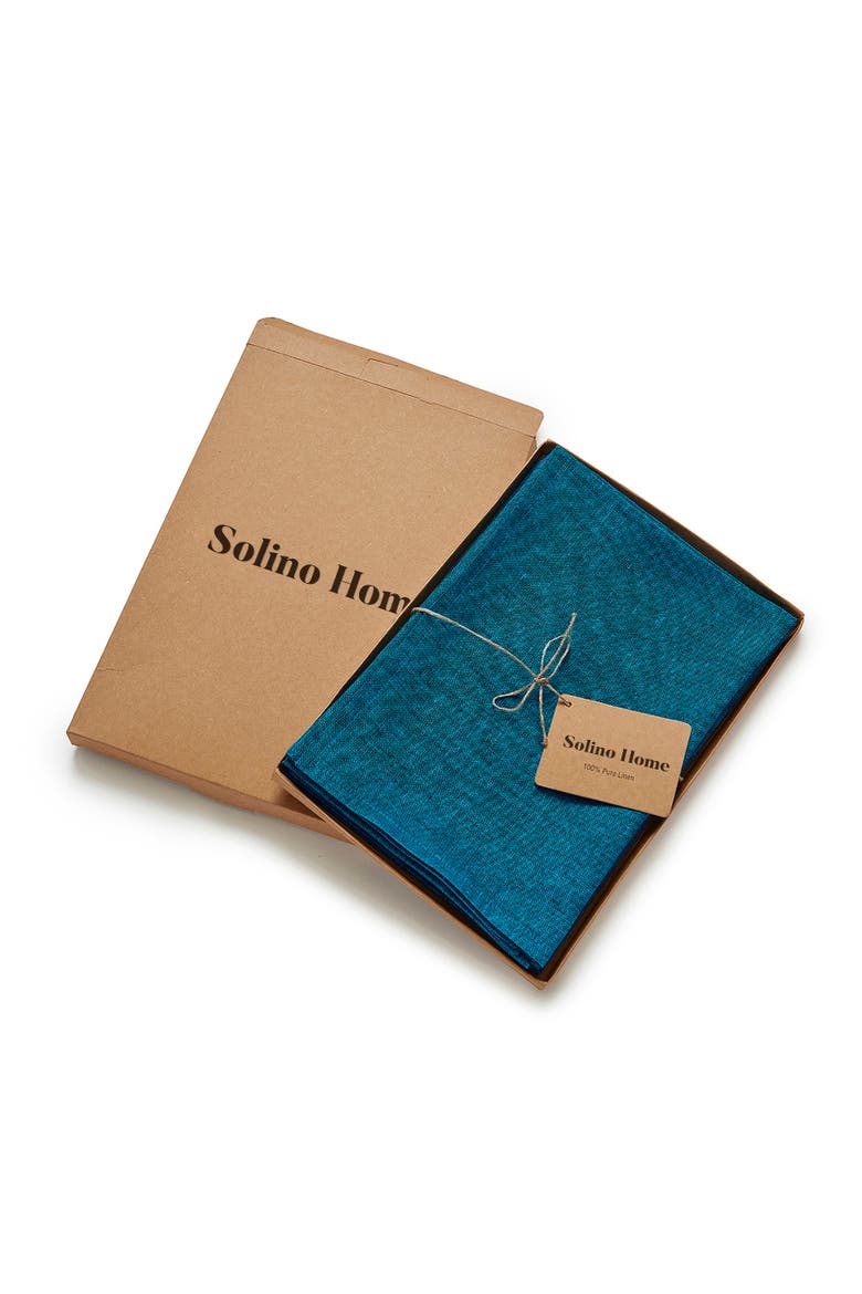 Linen Dinner Napkins Set of 4, 20 x 20" - Athena, Alternate, color, Chambray Teal