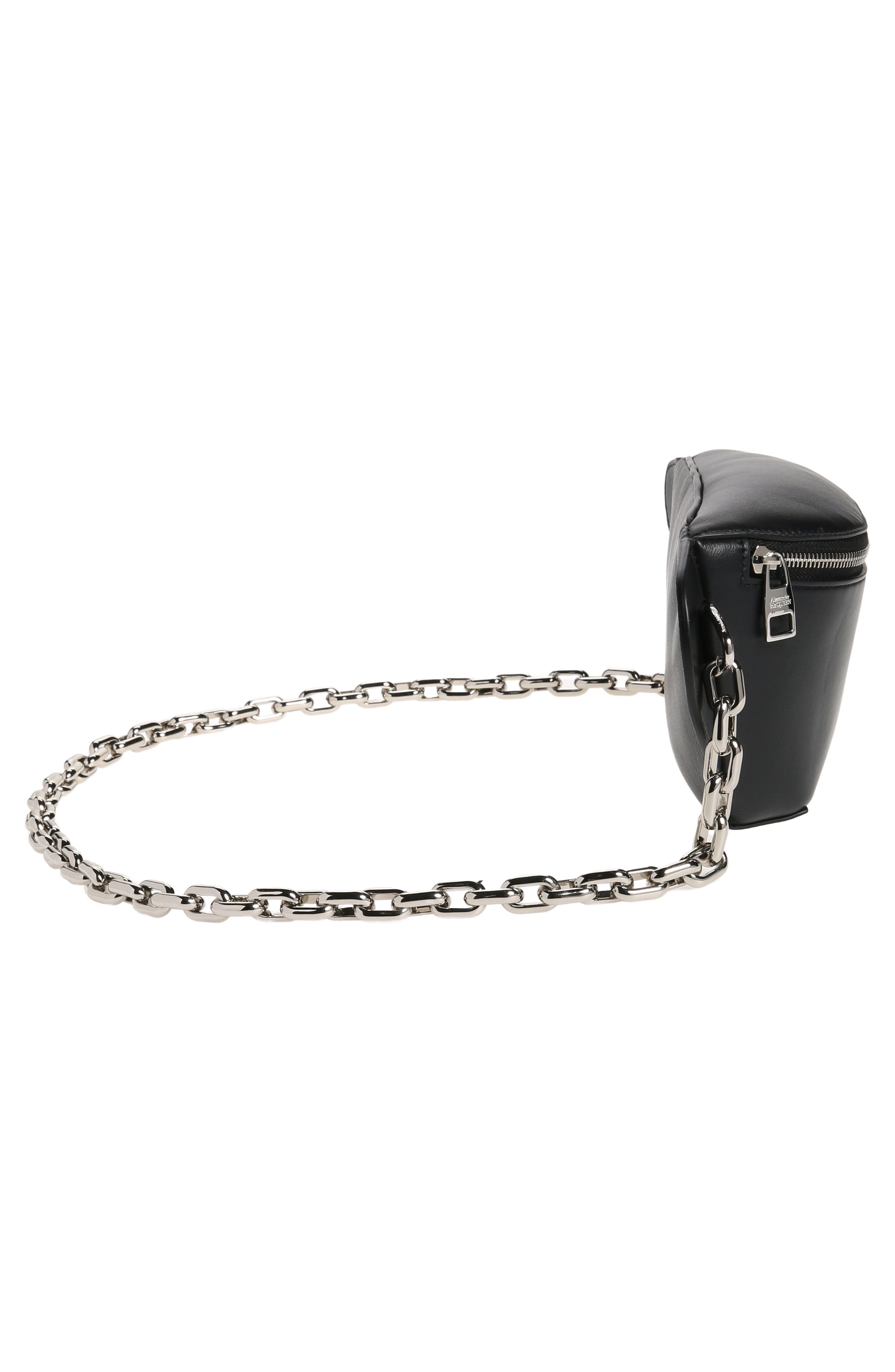 McQueen Biker Leather Belt Bag, Alternate, color, 