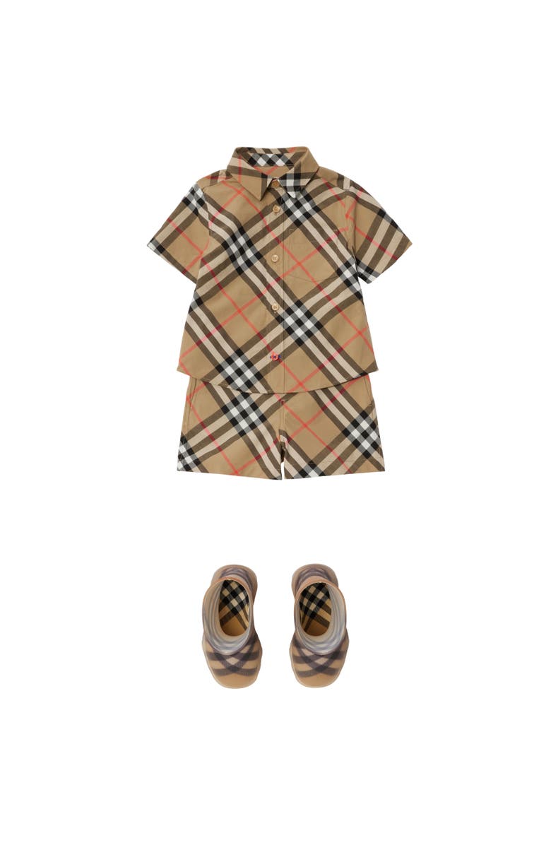 Burberry Check Cotton Shirt, Alternate, color, Sand Beige