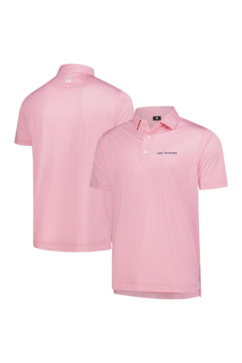 Men's FootJoy  Pink 2025 THE PLAYERS ProDry Houndstooth Geo Lisle Polo, Main, color, Pink