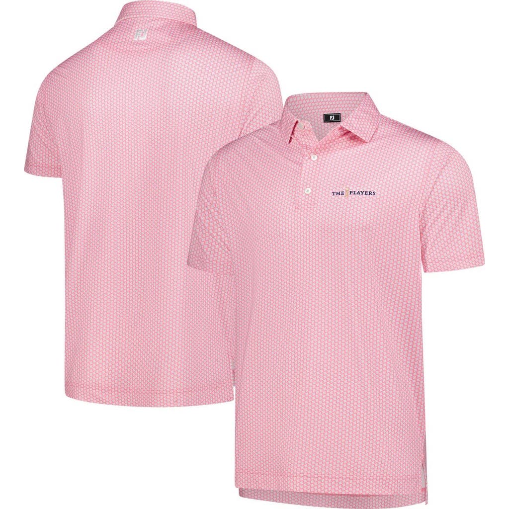 Footjoy Pink 2025 The Players Prodry Houndstooth Geo Lisle Polo