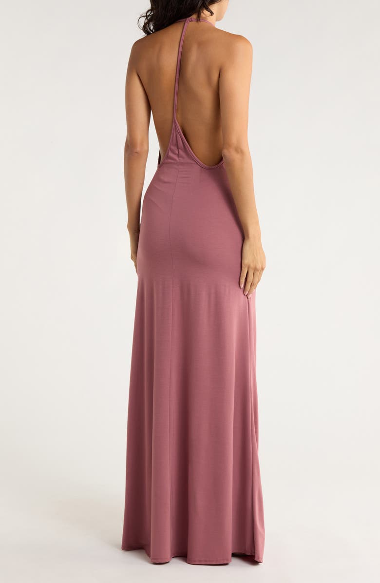 GO COUTURE Graceful Open Maxi Dress, Alternate, color, Dark Mauve Ponte