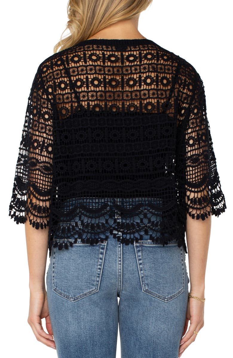 Liverpool Los Angeles Short Sleeve Lace Cardigan, Alternate, color, 