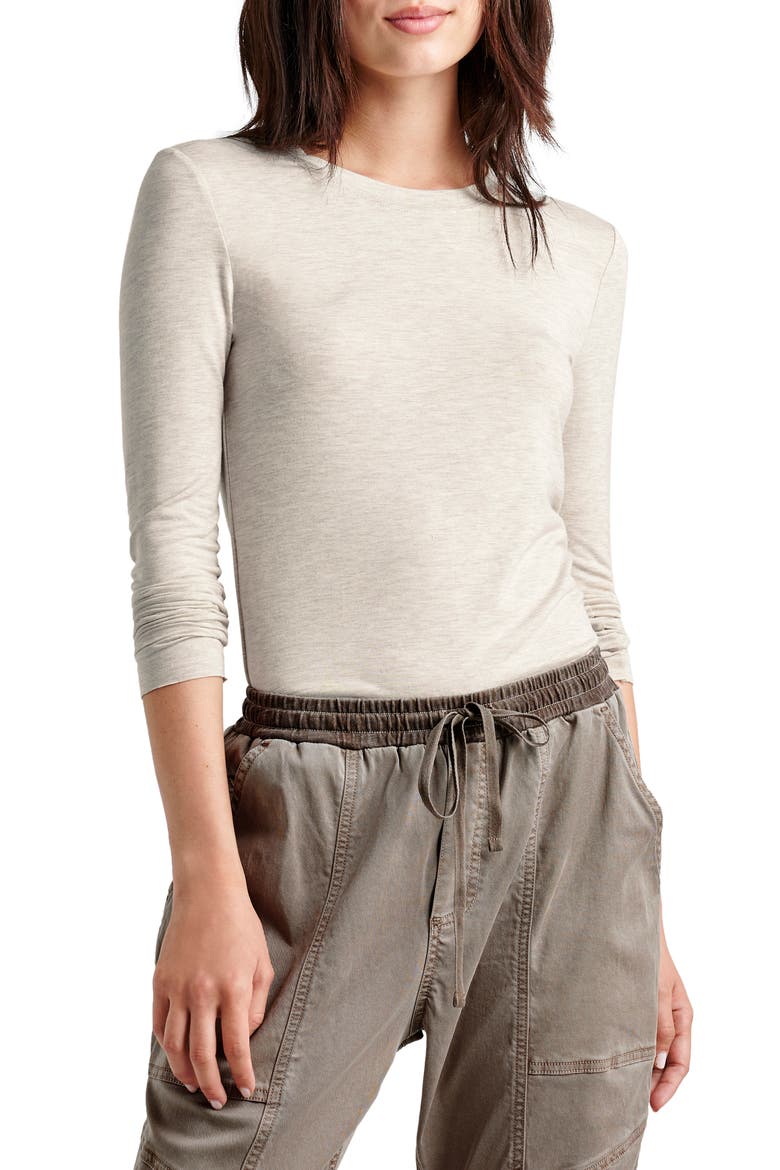 Long Sleeve Crewneck T-Shirt, Main, color, PALE OAK HTHR