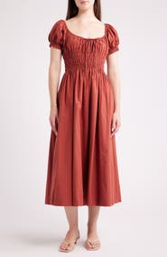 Lulus Phillipa Cap Poplin Midi Dress